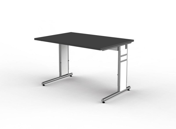 Kerkmann skrivebord med C-fodsramme, form 4, B 1200 x D 800 x H 680-820 mm, antracit, 11411513