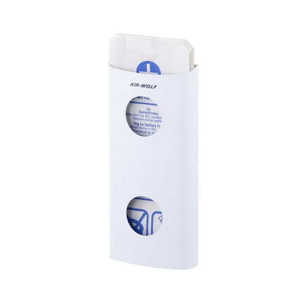 Distribuidor de sacos de higiene Air Wolf, série Alpha, A x L x P: 262 x 117 x 35 mm, aço inoxidável branco, 60-139