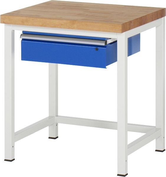 Pracovní stůl RAU série 8000 - rámová konstrukce (svařovaný rám), 1 x zásuvka, 750x840x700 mm, 03-8001A1-077B4S.11