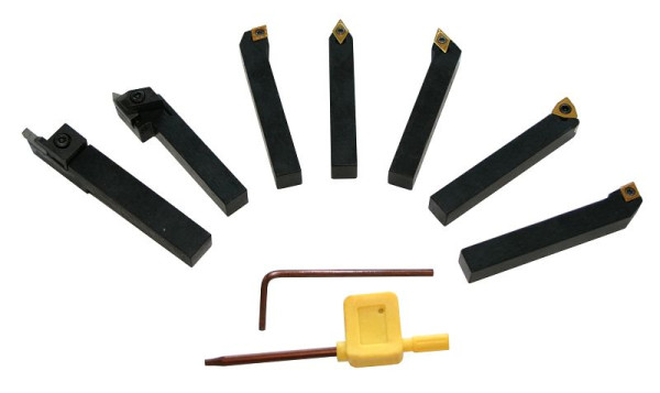 Conjunto de ferramentas para torneamento com pastilhas intercambiáveis ELMAG, 7 peças, 20 x 20 mm, 88068