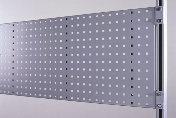 KLW geperforeerde plaat, inclusief trolley geperforeerde plaat: 500 x 450 mm L x H, met systeem vierkante perforatie, verplaatsbaar op C-rail 30/32, AB-FLP-500-450