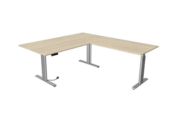 Τραπέζι καθίσματος/στάσης Kerkmann Move 3 ασημί W 2000 x D 1000 mm με πρόσθετο στοιχείο 1200 x 800 mm, σφενδάμι, 10235750