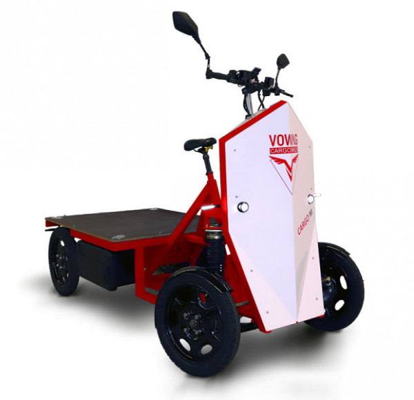 Bicicleta cargo VOWAG CARGO M 8.0, cadru roșu, prelată față roșie cu set StVZO, tip 111 / 8.0 / 1 / 1