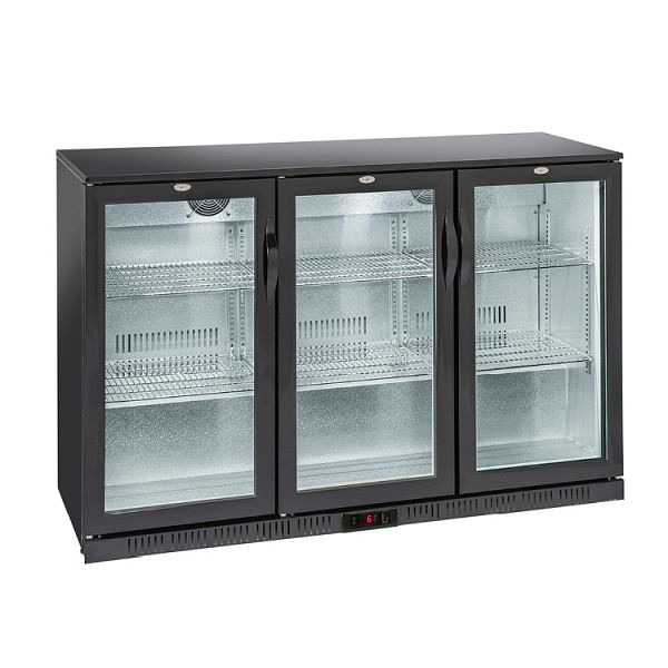 Barová lednice Gastro-Inox se 3 otočnými dveřmi, 320 litrů, 3 otočnými dveřmi, statické chlazení s ventilátorem, 206.003