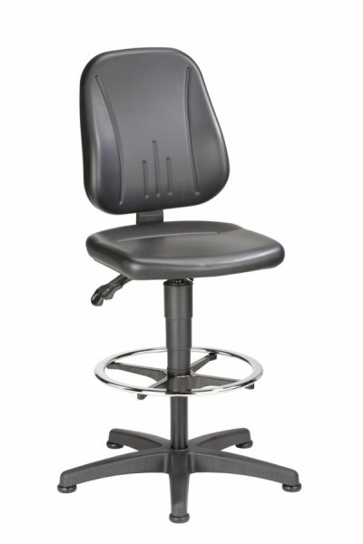 bimos Unitec cu alunecare și inel pentru picioare și imitație de piele neagră, înălțimea scaunului 580-850 mm, 9651-0551