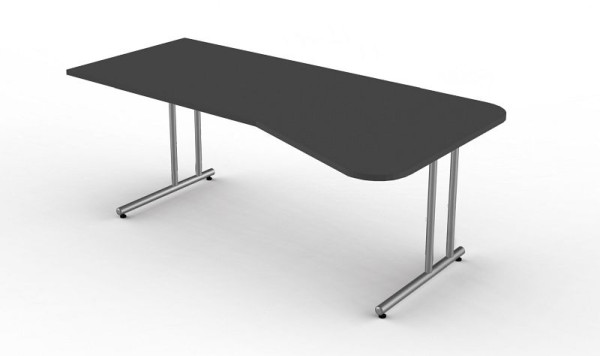 Stół o swobodnym kształcie Kerkmann z nogą C, Start Up, szer. 1950 mm x gł. 800/1000 mm x wys. 750 mm, kolor: antracyt, 11435413