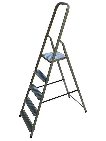 VaGo-Tools huishoudladder, vouwladder, trapladder, 5 treden, multifunctionele ladder, staal, SL-105_kv
