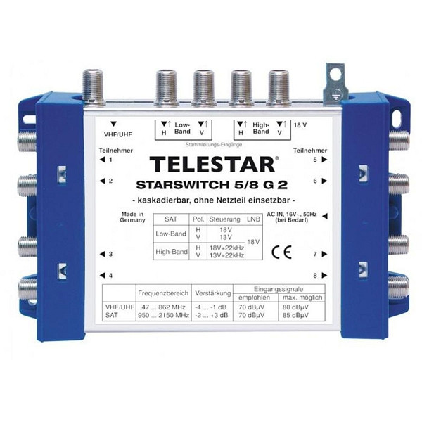TELESTAR STARSWITCH 5/8 G2 DVB-S SAT multiswitch basiseenheid, 5222526
