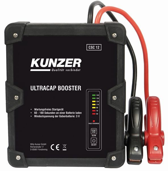 Jump starter Kunzer livre de manutenção 12 V com tecnologia de ultracapacitor, CSC 12