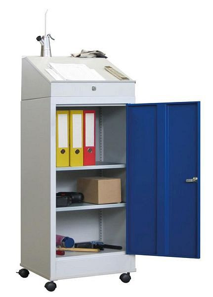 Kombinowana szafka z drzwiami skrzydłowymi PAVOY z elementami wyposażenia, w tym dodatkowe biurko i rama mobilna, 32370-050-038
