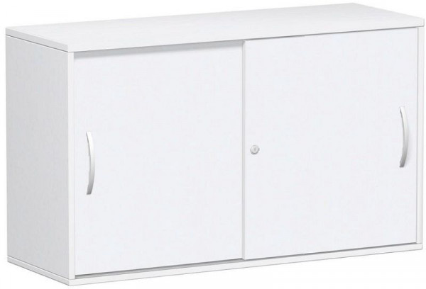 geramöbel přídavná skříň s posuvnými dveřmi, horní police 25 mm, s nastavitelnými nožičkami, uzamykatelná, 1200x425x720, bílá/bílá, S-312153-WW