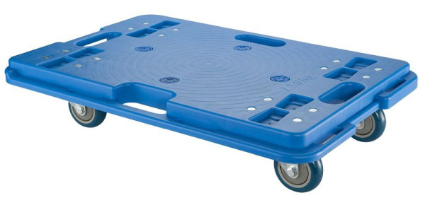 BS Wheels All-Purpose Roller 950, blå plast, pladestørrelse 400x600 mm, med 4 blå PU hjul, kuglelejer, pakke: 2 stk, A.-ROLLER.950