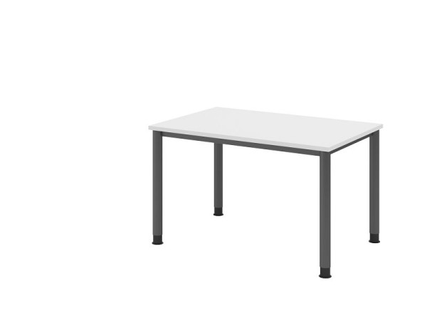 Hammerbacher psací stůl HS12, 120 x 80 cm, deska: bílá, tloušťka 25 mm, 4nohý grafitový rám, pracovní výška 68,5-81 cm, VHS12/W/G