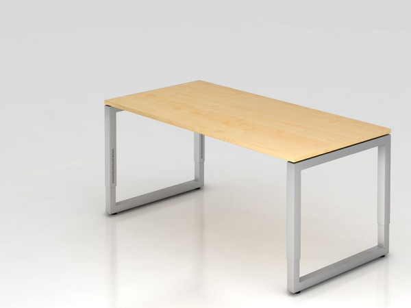 Hammerbacher skrivebord O-fod firkantet 160x80 cm ahorn, rektangulær form med flydende bordplade, VRS16/3/S