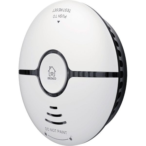 DELTACO SMART HOME czujnik dymu WiFi LED alarm świetlny system TUYA, powiadomienie ze smartfona, SH-WS03
