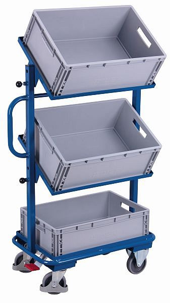 Carrinho lateral VARIOfit com 3 caixas plásticas, inclinável, dimensões externas: 815 x 455 x 1.385 mm L/P/A), sw-400.805