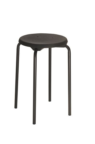 Scaun stivuibil Lotz, scaun PU negru, înălțimea scaunului 580 mm, cadru stabil din oțel tubular, negru, 3258.01