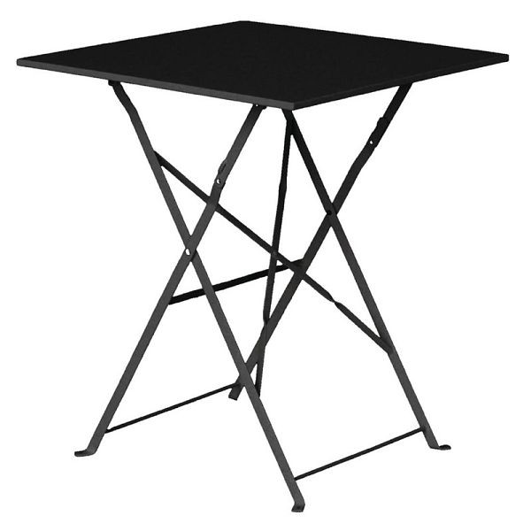 Bolero neliön kokoinen taitettava patiopöytä teräs musta 60cm, GK989