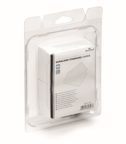 Karta DURABLE DURACARD Standardowe karty plastikowe, 100 sztuk, opak.: 100 sztuk, 891502