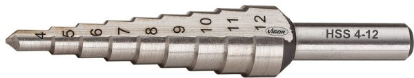 Wiertło stopniowe VIGOR HSS, 4 - 12 mm, V2394