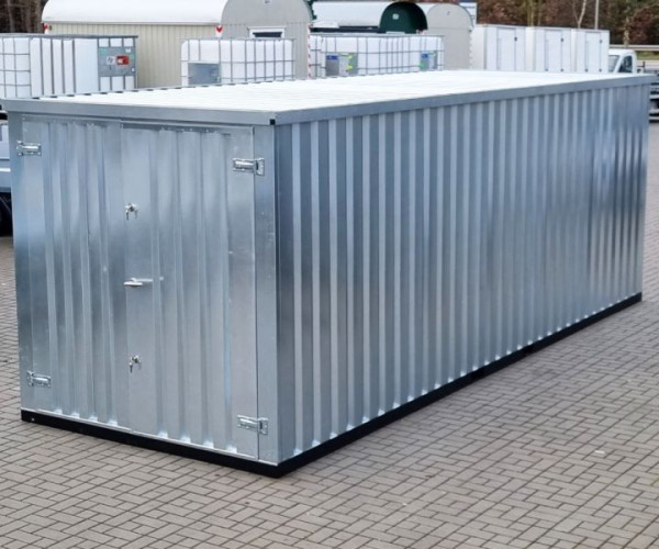 LagerContainerXXL 6 meter opslagcontainer met dubbele deuren, zilvergrijs, A8098