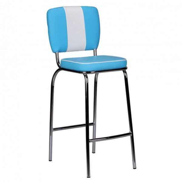 Cadeira de bar Wohnling American Diner 50s retrô azul branco, WL1.720