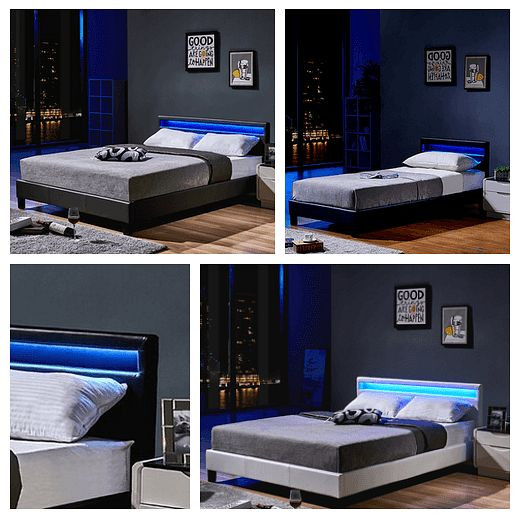 HOME DELUXE LED seng ASTRO med madras - farve: sort, størrelse: 90 x 200 cm, version: med madras, 16875-31692
