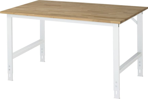 Stół roboczy RAU Tom seria (6030) - regulacja wysokości, blat z litego drewna bukowego, 1500x760-1080x1000 mm, 06-625B10-15.12