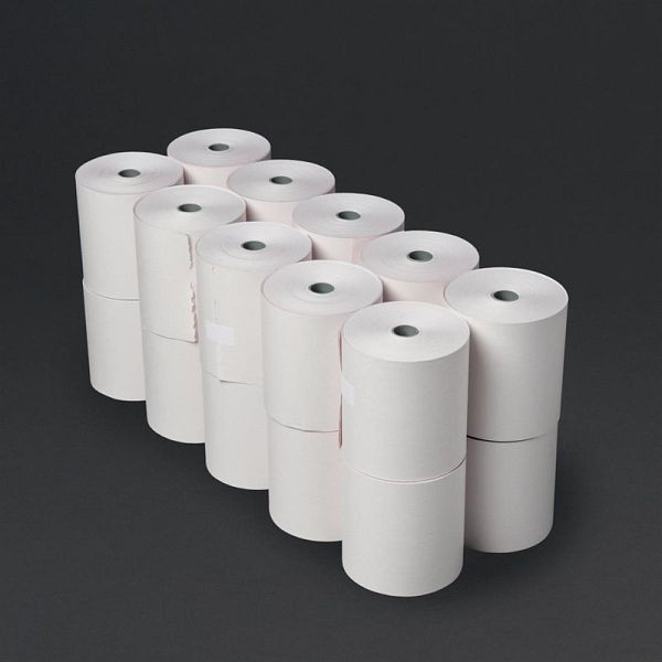 Olympia Non-Thermal 2 Ply White & Pink Till Roll 76 mm x 70 mm (Pacote com 20), DK595