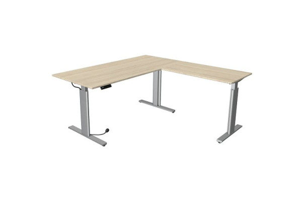 Kerkmann sedací/stojací stůl Move 3 stříbrný Š 2000 x H 1000 mm s přídavným prvkem 1000 x 600 mm, javor, 10234250