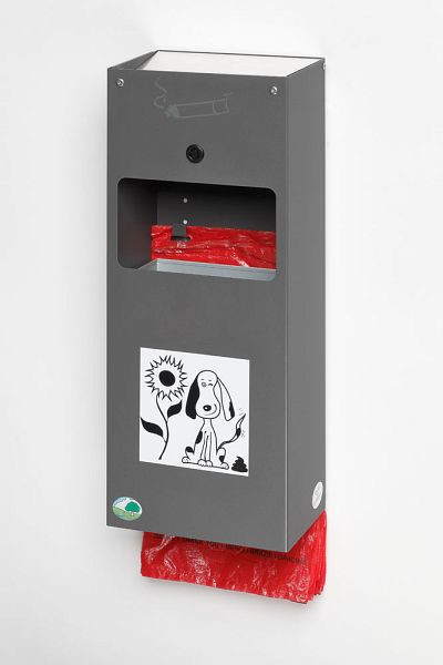 VAR hundeaffaldspose dispenser med askebæger DS 4, metallic grå, 21194