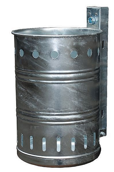 Renner afvalcontainer ca. 35 L, geperforeerd, voor wand- en paalmontage, thermisch verzinkt, 7004-00FV