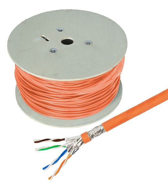 Cablu de instalare Helos de înaltă calitate, Cat 7, S/FTP, PiMF, LSZH, portocaliu, tambur de 500 m, 263842