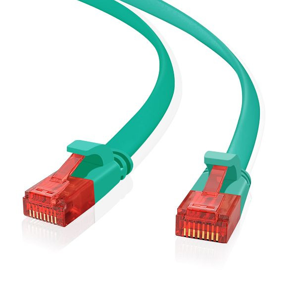 Helos ultrapłaski kabel krosowy U/UTP Cat 6 zielony 1,0m, 148742