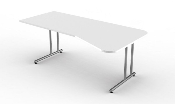 Stół o swobodnym kształcie Kerkmann z nogą C, Start Up, szer. 1950 mm x gł. 800/1000 mm x wys. 750 mm, kolor: biały, 11434410