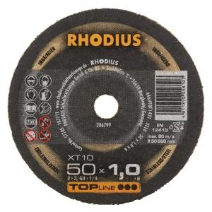 Rhodius TOPline XT10 MINI extra dunne mini-doorslijpschijf, diameter [mm]: 50, dikte [mm]: 1, boring [mm]: 6, VE: 50 stuks, 206799