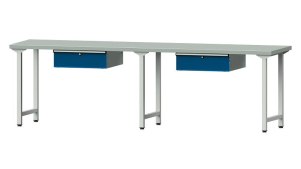 Stół warsztatowy ANKE model 93, 2800 x 700 x 840 mm, RAL 7035/5010, ZBP 40 mm, 400.428