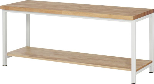 Stół warsztatowy RAU seria BASIC-8 - model 8000-7, półka z litego drewna bukowego, 2000x840x700 mm, A3-8000-7-20S