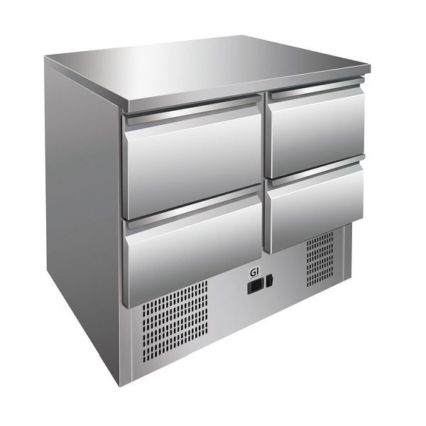 Blat frigorific Gastro-Inox din oțel inoxidabil cu 4 sertare, răcire forțată cu aer, capacitate netă 257 litri, 202.012