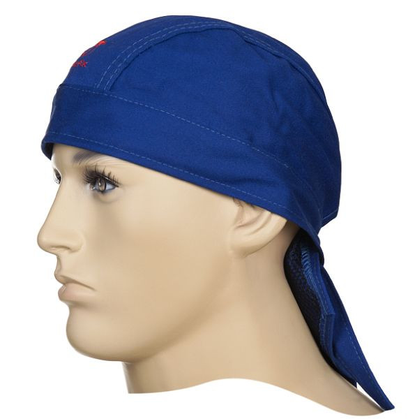 Ochranný šátek na tepelnou hlavu ELMAG 'modrý WELDAS 23-3612, vyrobený z bavlny, průměr hlavy 46-68 cm, 'protipožární', 59179