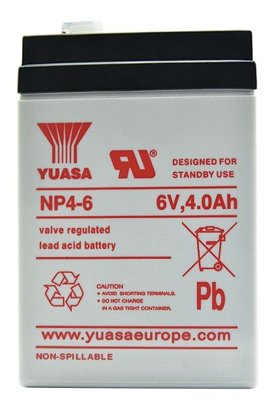 Yuasa loodaccu 6 V, 4,5 Ah voor PL-850, PL-838 LB, 300121