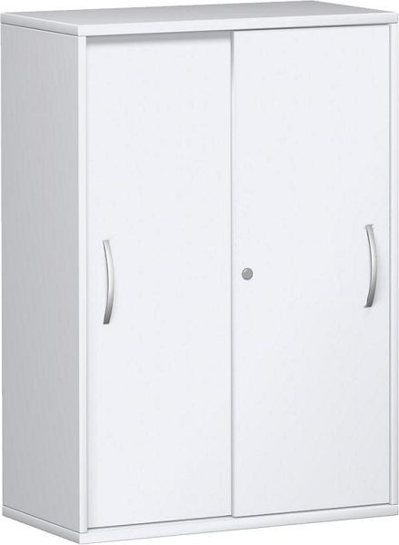 geramöbel skříň s posuvnými dveřmi 2 ozdobné police, uzamykatelné, 800x425x1152, bílá/bílá, N-10S308-WW