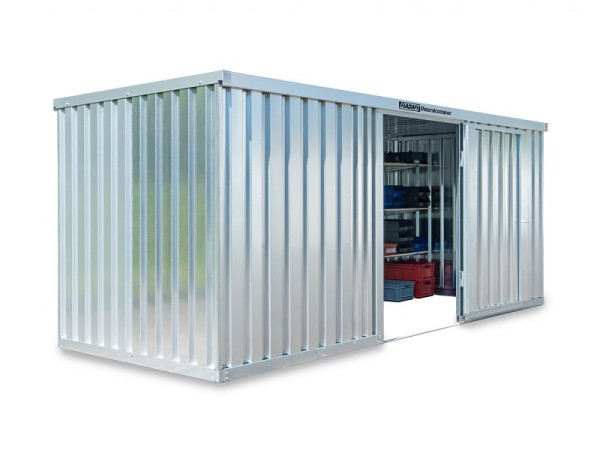 Container material FLADAFI MC 1500, zincat, demontat, fara podea, 5.080 x 2.170 x 2.115 mm, usa cu o singura aripa pe latura de 5 m, F15210101