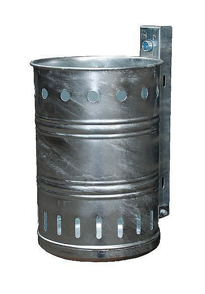 Pojemnik na śmieci Renner ok. 20 L, perforowany, do montażu na ścianie i słupie, cynkowany ogniowo, 7003-00FV