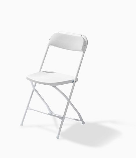 Krzesło składane VEBA Budget biało-białe, składane i sztaplowane, stalowa rama, 43x45x80cm (szer. x gł. x wys.), 50170