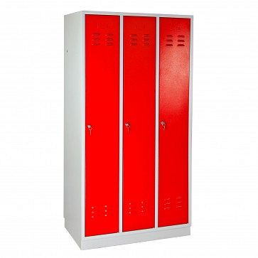 ADB szekrény / gardrób "Regular" 3 ajtós, méretek (MxSzxM): 1775x890x500 mm, karosszéria színe: világosszürke (RAL 7035), ajtó színe: tűzpiros (RAL 3000), 40903
