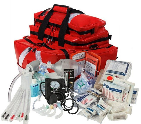 MBS Medizintechnik hätälaukku MBS Advanced sisältää DIN 13 155 -standardin mukaisen SAN-täytön, Advanced Medtex red, 186502-13155