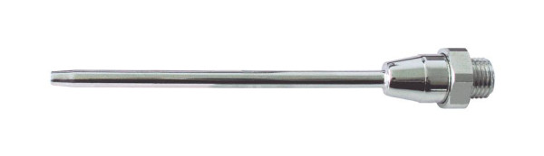 Prelungire ELMAG dreaptă (alama, nichelată), tub Ø5mm, duză Ø3mm, 415mm, AG M12x1.25, pentru pistoale de suflată, 32511