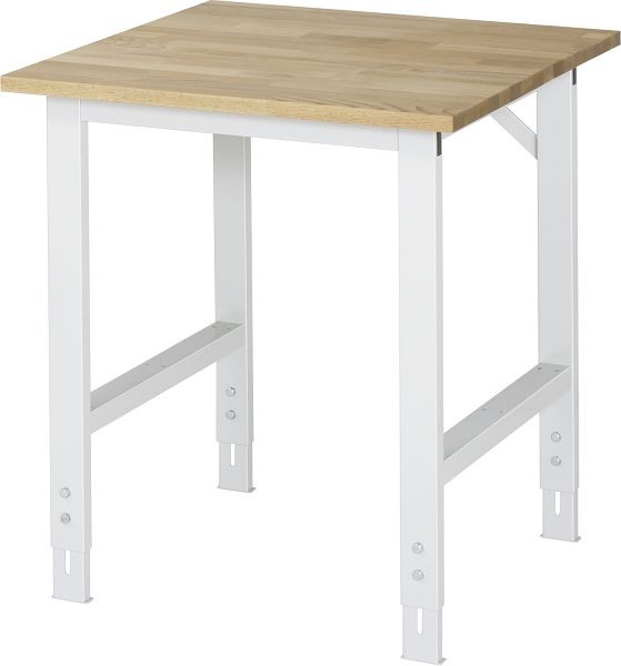 Stół roboczy z serii RAU Tom (6030) - blat z litego drewna bukowego z regulacją wysokości, 750x760-1080x800 mm, 06-625B80-07.12