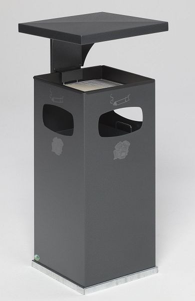 VAR odpadkový koš / popelník B 32 s ochrannou stříškou včetně vnitřní vložky, starožitné stříbro, 12194